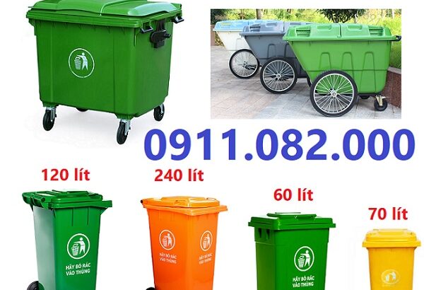 Giá sỉ thùng rác 660 lít giá rẻ tại hậu giang- thùng rác màu xanh 4 bá