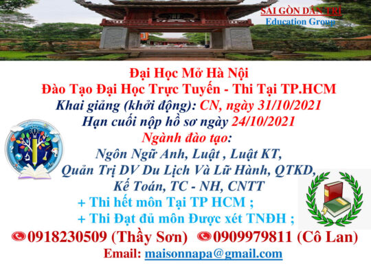 Đại Học Mở Hà Nội Đào Tạo Đại Học Trực Tuyến – Thi Tại TP.HCM