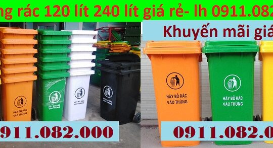 Thùng rác 240 lít giá rẻ tại kiên giang- thùng rác nhựa 2 bánh xe