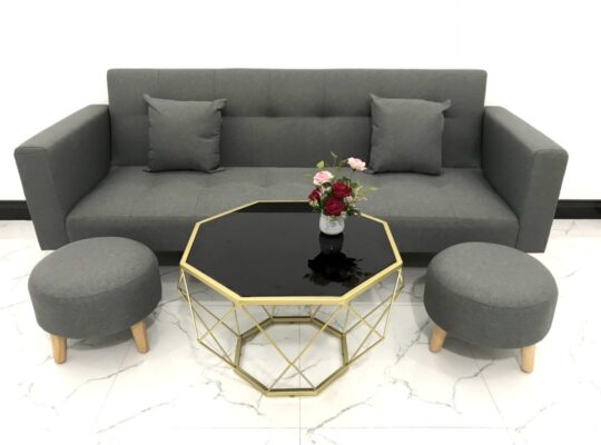 BỘ BÀN GHẾ SOFA BĂNG GIƯỜNG ĐA NĂNG MÀU XÁM ĐEN