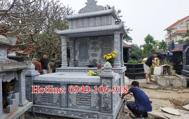 Mẫu mộ đôi cho ông bà bố mẹ bằng đá tại Hà Nội 2023