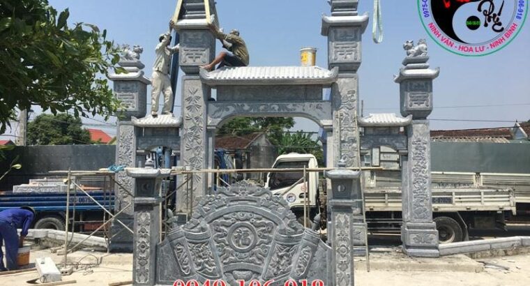 Lắp đặt cổng tam quan đá nhà thờ họ tại Yên Thành – Nghệ An