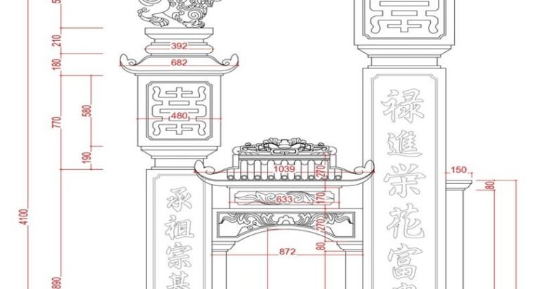 Lắp đặt cổng tam quan đá nhà thờ họ tại Yên Thành – Nghệ An
