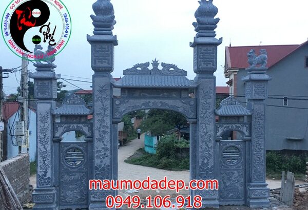 Lắp đặt cổng đình chùa bằng đá tại Bắc Giang