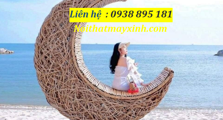 Ghế tổ chim treo Bali mây tre đan để chụp hình khu du lịch