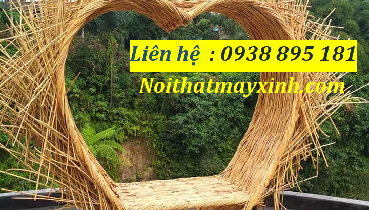 Ghế tổ chim treo Bali mây tre đan để chụp hình khu du lịch