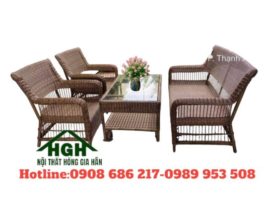 Sofa nhựa giả mây giá tại xưởng