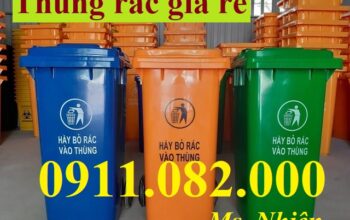 Thùng rác thông thường 120l 240l giá rẻ- thùng rác phân loại 3 màu- lh 091