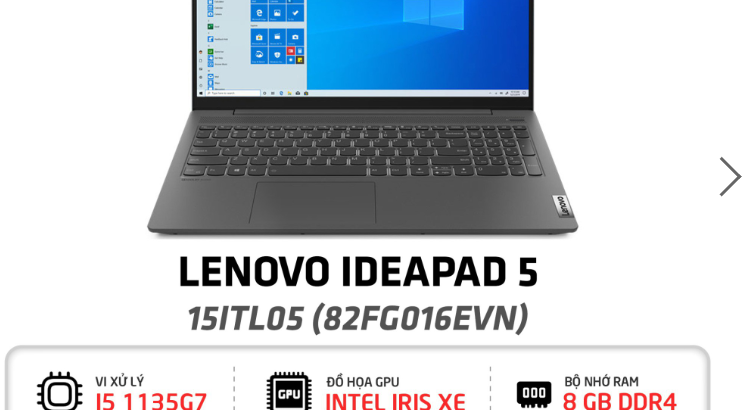 Laptop Lenovo ideapad 5 i5-1135g7 8gb-256gb-15.6