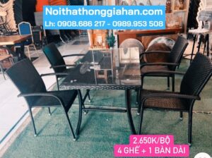 Sale Tết Bàn ghế mây nhựa rẻ đẹp Hồng Gia Hân T107
