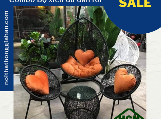 Sale toàn Combo xích đu mây nhựa thư giãn Hồng Gia Hân X153