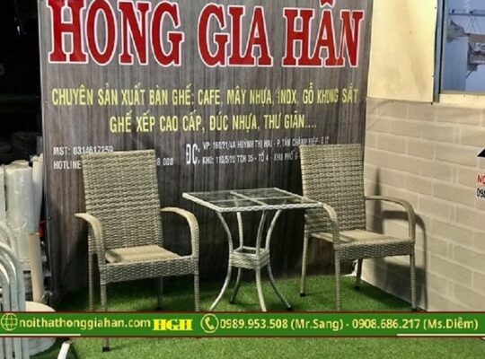 Bộ bàn ghế Cafe mây nhựa cao cấp Hồng Gia Hân H204