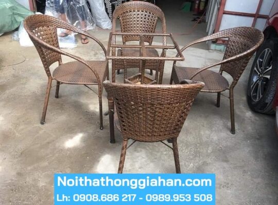 Sale Bộ bàn ghế mây nhựa cáo cấp Hồng Gia Hân H203