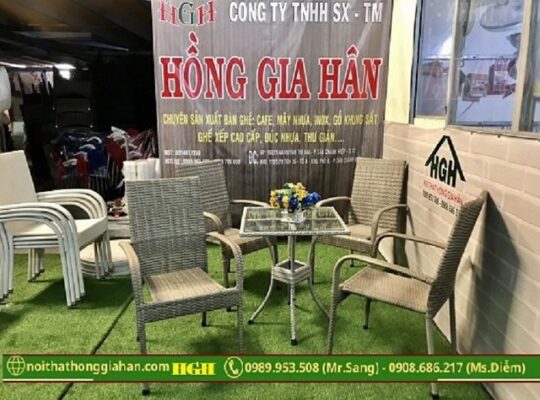 Bàn ghế mây nhựa Cafe sân vườn Hồng Gia Hân H211