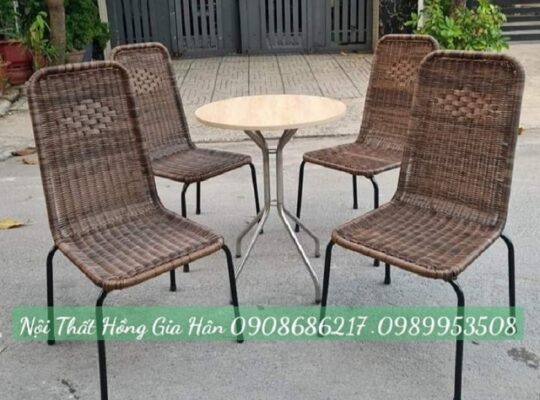 Bàn ghế mây nhựa Cafe hiện đại Hồng Gia Hân H210