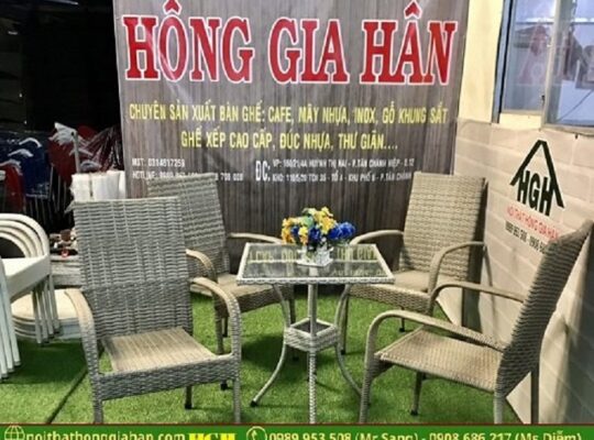 Bàn ghế mây nhựa Cafe sang trọng Hồng Gia Hân H209