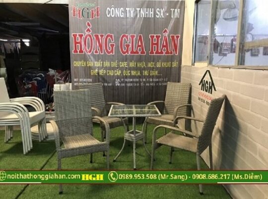 Bàn ghế mây nhựa Cafe sang trọng Hồng Gia Hân H209