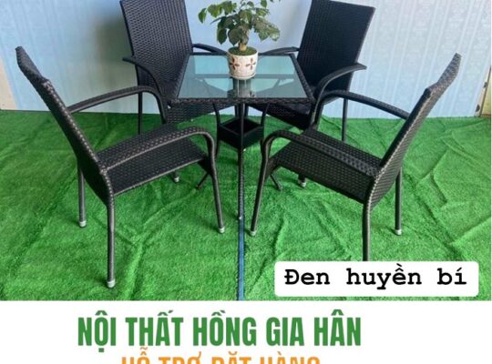 Bàn ghế mây nhựa Cafe sang trọng Hồng Gia Hân H209