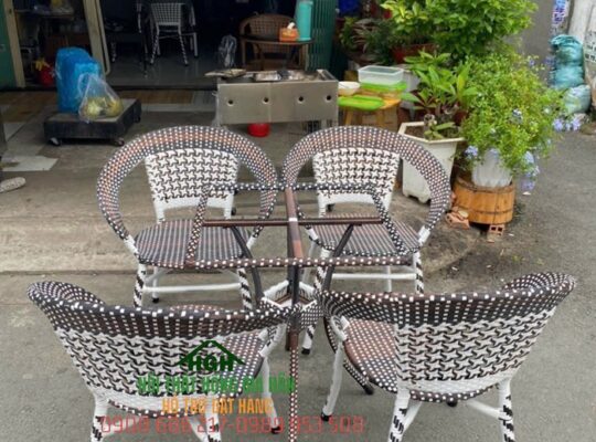 Xả kho bàn ghế Cafe mây nhựa rẻ đẹp Hồng Gia Hân H219