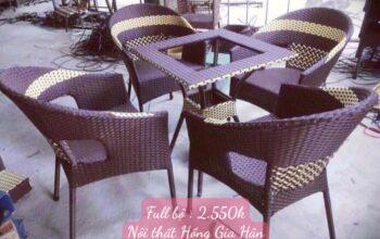 Xả kho bàn ghế Cafe mây nhựa giá xưởng Hồng Gia Hân H223