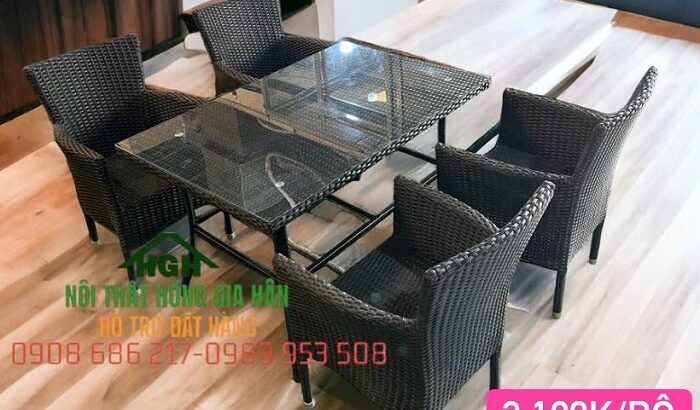 Sale bàn ghế mây nhựa Hồ bơi, Resort Hồng Gia Hân H330