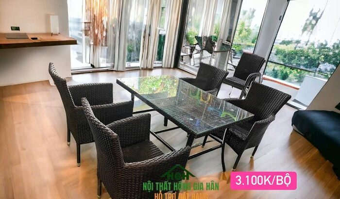 Sale bàn ghế mây nhựa Hồ bơi, Resort Hồng Gia Hân H330