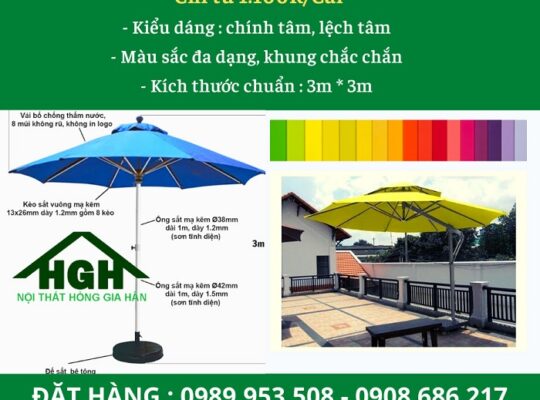 Dù lệch tâm vuông bèo Hồng Gia Hân G328