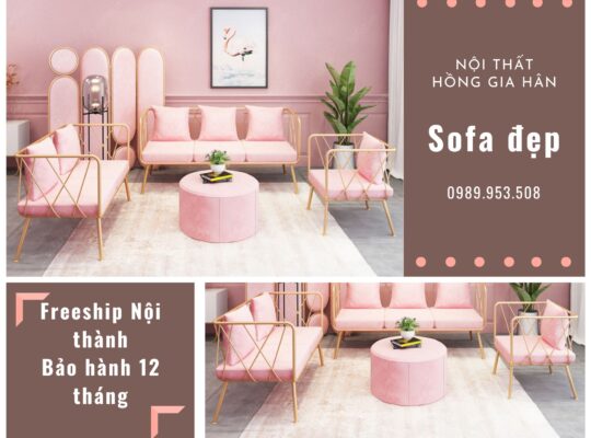 Ghế Sofa Nail đôi sang trọng Hồng Gia Hân H384