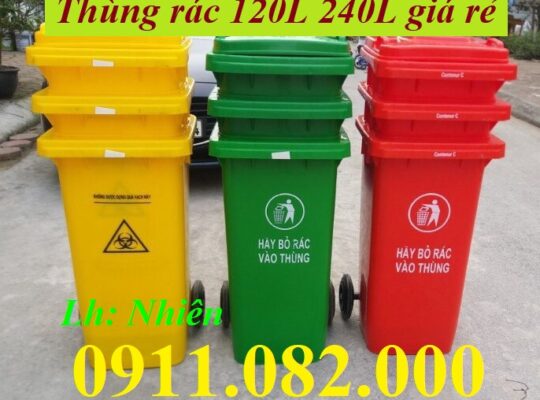 Nơi bán thùng rác 120l 240l màu xanh giá rẻ tại vĩnh long- thùng rác g