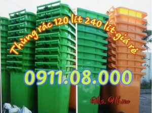 Sỉ lẻ thùng rác 120L 240L 660L giá rẻ tại vĩnh long- thùng rác 3 ngăn