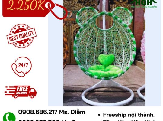 Xích đu đơn mây nhựa Mickey Hồng Gia Hân H417