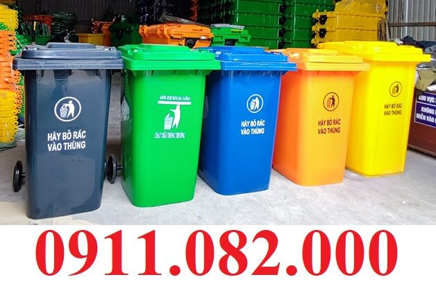 Sỉ lẻ thùng rác nhựa giá rẻ- thùng rác 120L 240L 660L màu xanh giá sỉ