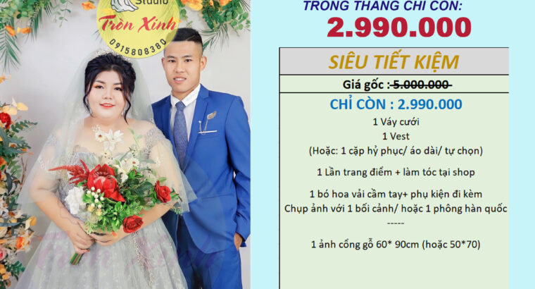 [2.5.1] Gói chụp ảnh cưới siêu tiết kiệm chỉ 2.990.000
