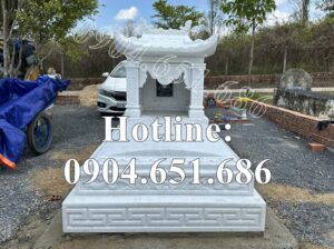 Lắp đặt mẫu mộ đá trắng hung táng đẹp tại Đồng Nai – Mộ đá trắng đẹp