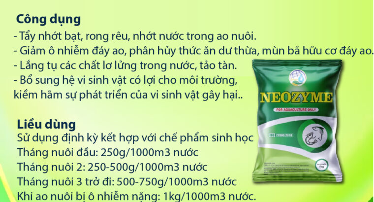 NEOZYME – Tẩy nhớt bạt, rong rêu và nhớt nước cho ao nuôi