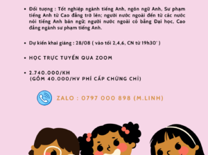 Lớp cấp chứng nhận ” Phương pháp cho trẻ làm quen tiếng Anh”