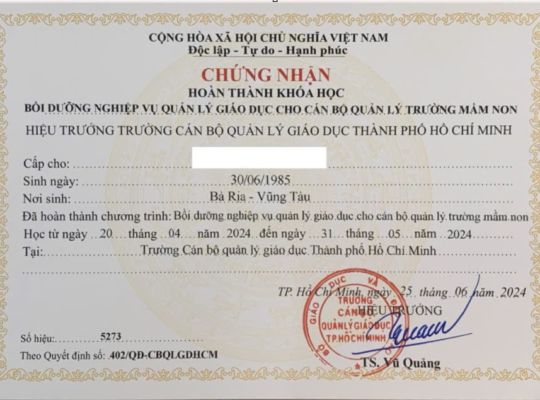 Lớp Nghiệp vụ quản lý giáo dục MN, PT, chuyên biệt chiêu sinh