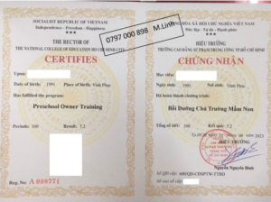 Chiêu sinh toàn quốc : ” CHỦ TRƯỜNG MẦM NON”