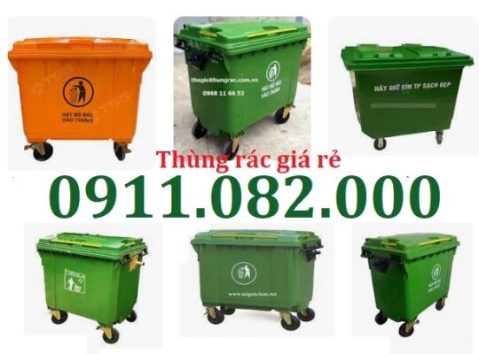 Thùng rác nhựa giá tốt- thùng rác 120l 240l 660l màu xanh, cam giá rẻ