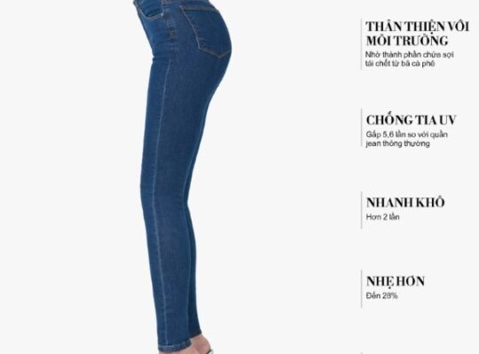 Quần jeans nữ lưng cao pha sợi cà phê AAA Jeans